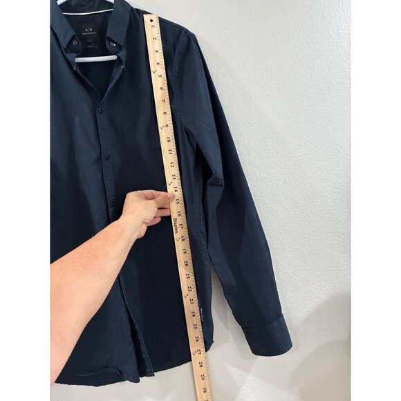 ARMANI EXCHANGE Shirt Mens LONG SLEEVE STRETCH SLIM FIT size small color black - Picture 7 of 9